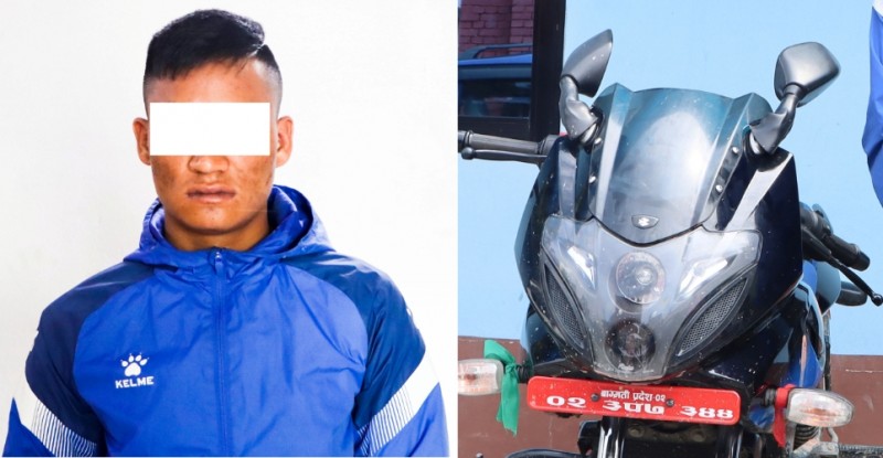 चोरीको मोटरसाइकलसहित युवक पक्राउ